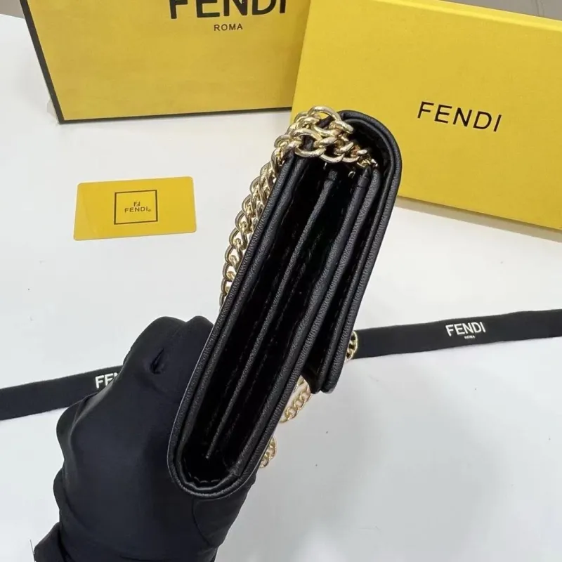 Fendi Brown Zucca Chain Wallet Bag - Image 7