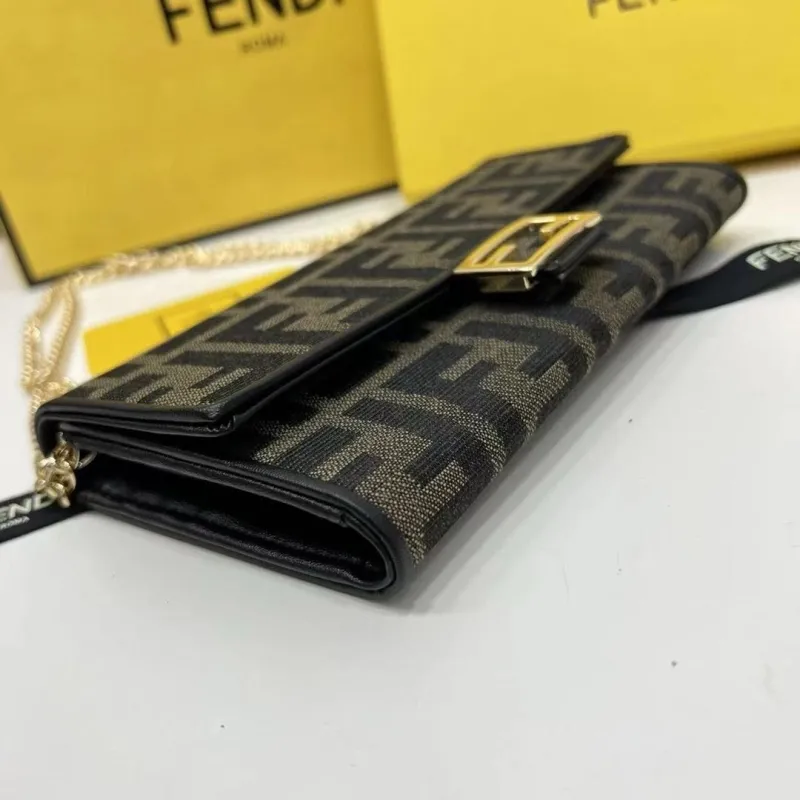 Fendi Brown Zucca Chain Wallet Bag - Image 9