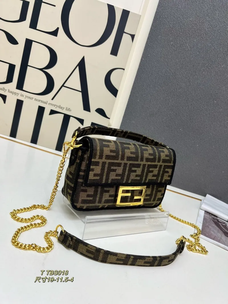 Alternative view of Fendi FF Monogram Brown Crossbody Satchel Bag TBS018
