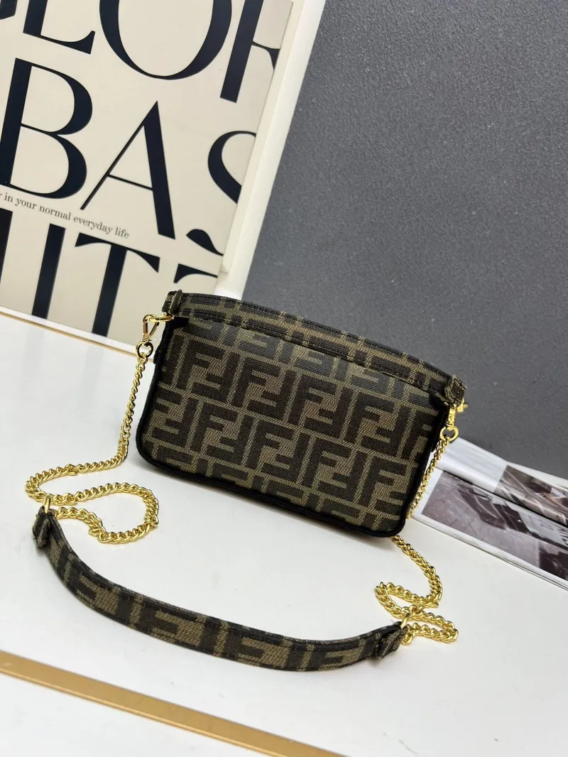 Fendi FF Monogram Brown Crossbody Satchel Bag TBS018 - Image 3