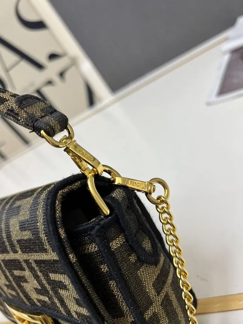Fendi FF Monogram Brown Crossbody Satchel Bag TBS018 - Image 4