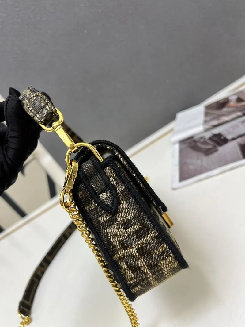 Fendi FF Monogram Brown Crossbody Satchel Bag TBS018 - Image 6