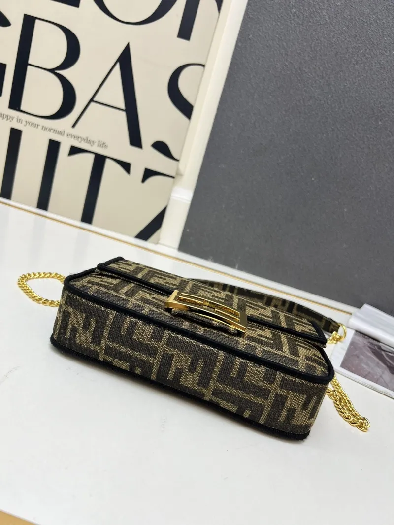 Fendi FF Monogram Brown Crossbody Satchel Bag TBS018 - Image 7