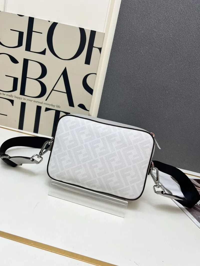 Fendi TTM0286 White Red Gray Crossbody Satchel Bag - Image 4