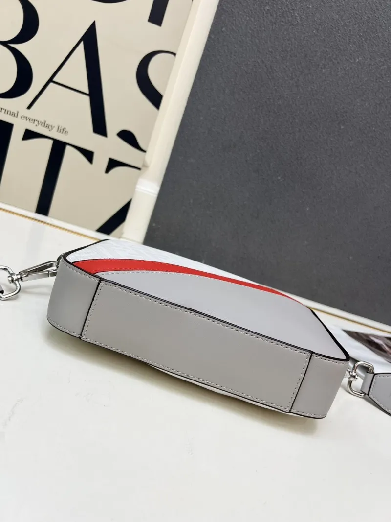 Fendi TTM0286 White Red Gray Crossbody Satchel Bag - Image 5