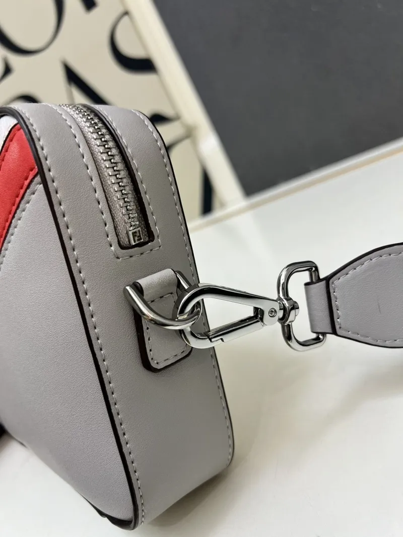 Fendi TTM0286 White Red Gray Crossbody Satchel Bag - Image 7