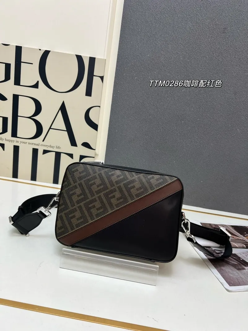 Alternative view of Fendi TTM0286 Brown Black Crossbody Satchel Bag
