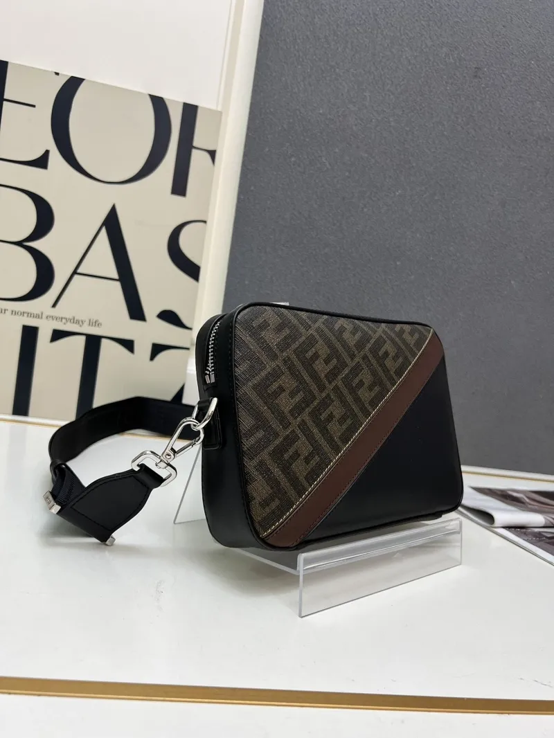 Fendi TTM0286 Brown Black Crossbody Satchel Bag - Image 3