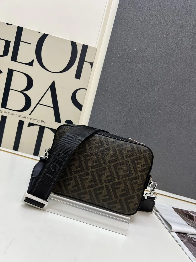 Fendi TTM0286 Brown Black Crossbody Satchel Bag - Image 4