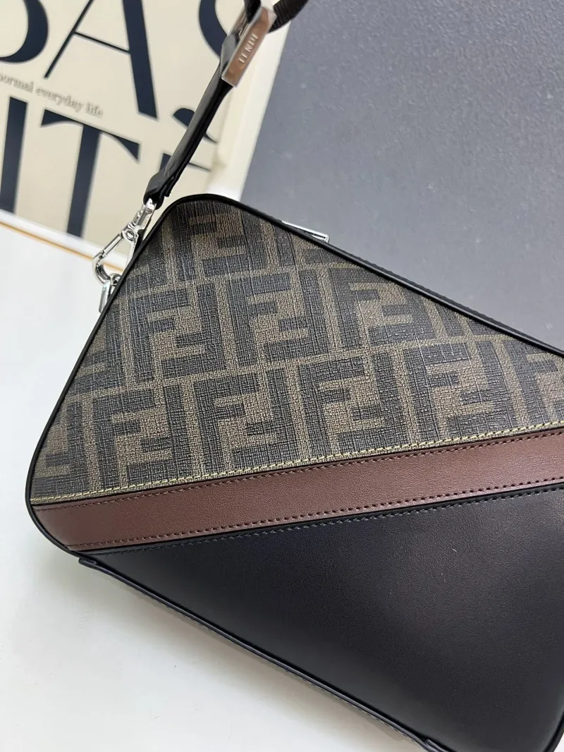 Fendi TTM0286 Brown Black Crossbody Satchel Bag - Image 5