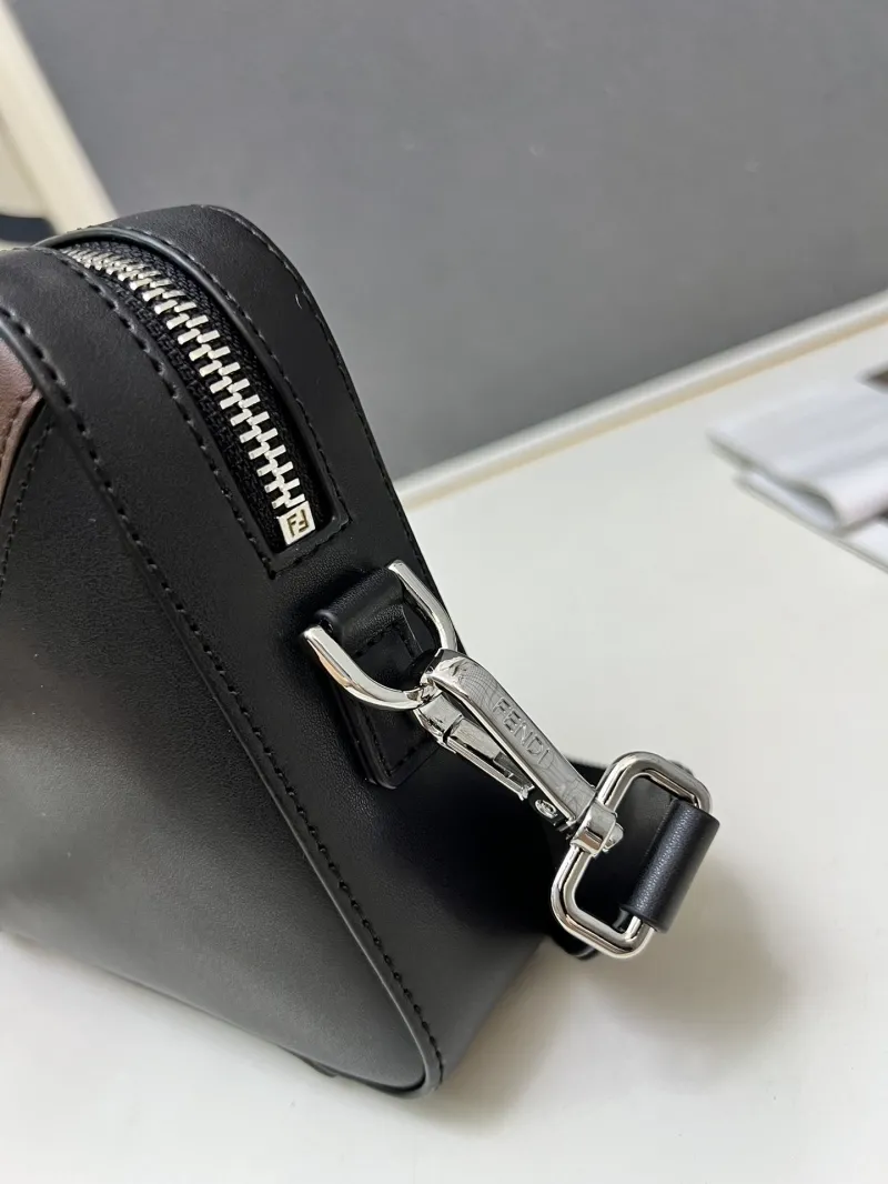 Fendi TTM0286 Brown Black Crossbody Satchel Bag - Image 7