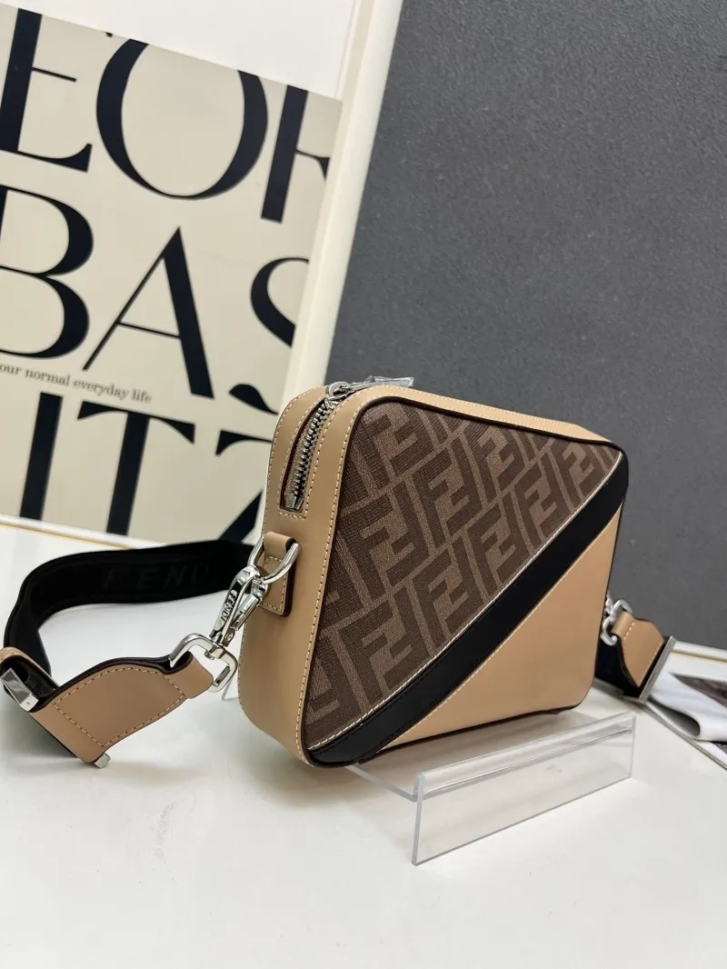 Fendi TTM0286 Brown Beige Crossbody Satchel Bag - Image 3