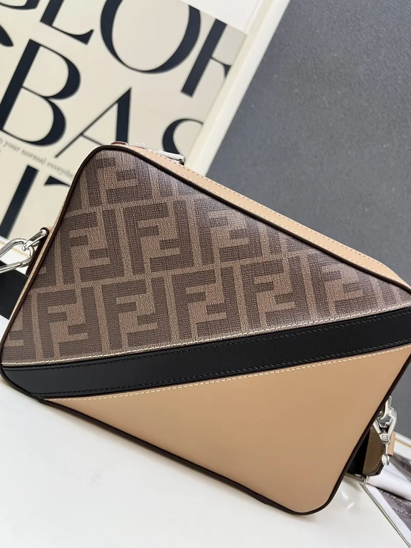 Fendi TTM0286 Brown Beige Crossbody Satchel Bag - Image 5