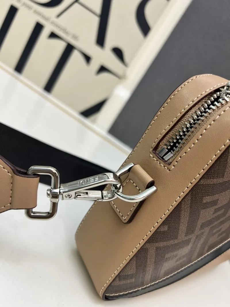 Fendi TTM0286 Brown Beige Crossbody Satchel Bag - Image 6