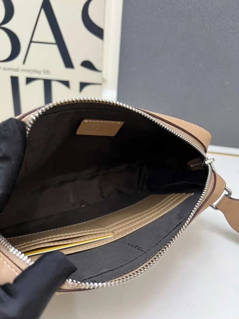 Fendi TTM0286 Brown Beige Crossbody Satchel Bag - Image 8