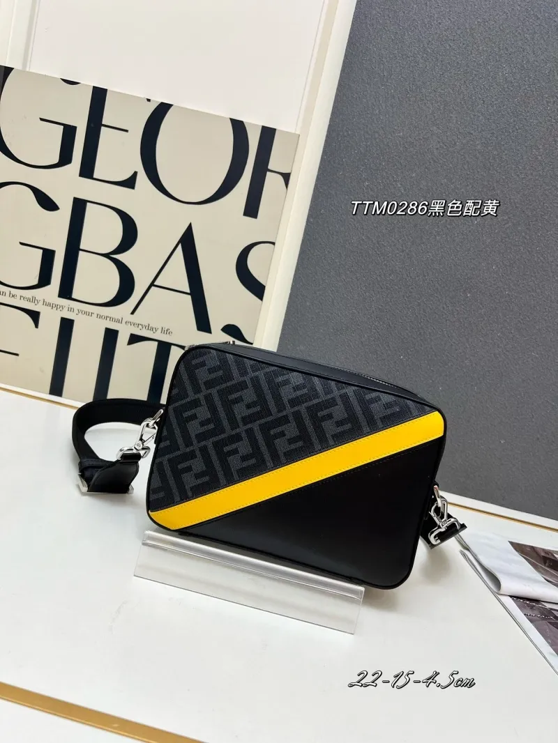 Fendi TTM0286 Black Yellow Crossbody Bag - Image 3