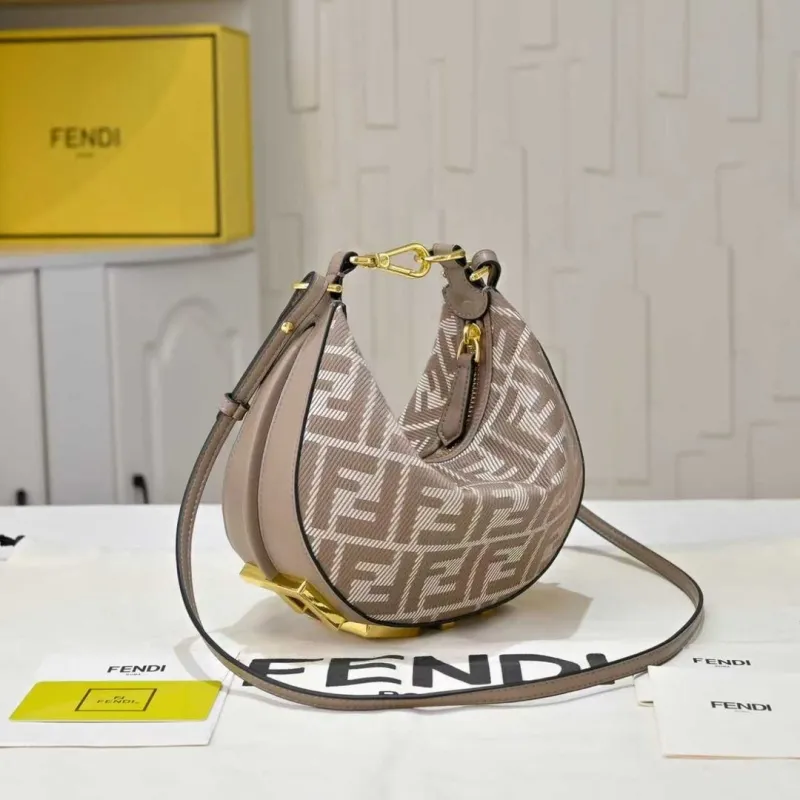 Alternative view of Fendi FF Monogram Taupe Hobo Shoulder Bag