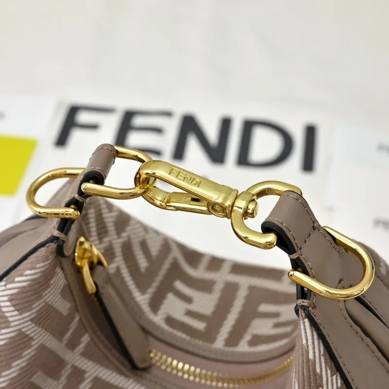 Fendi FF Monogram Taupe Hobo Shoulder Bag - Image 3