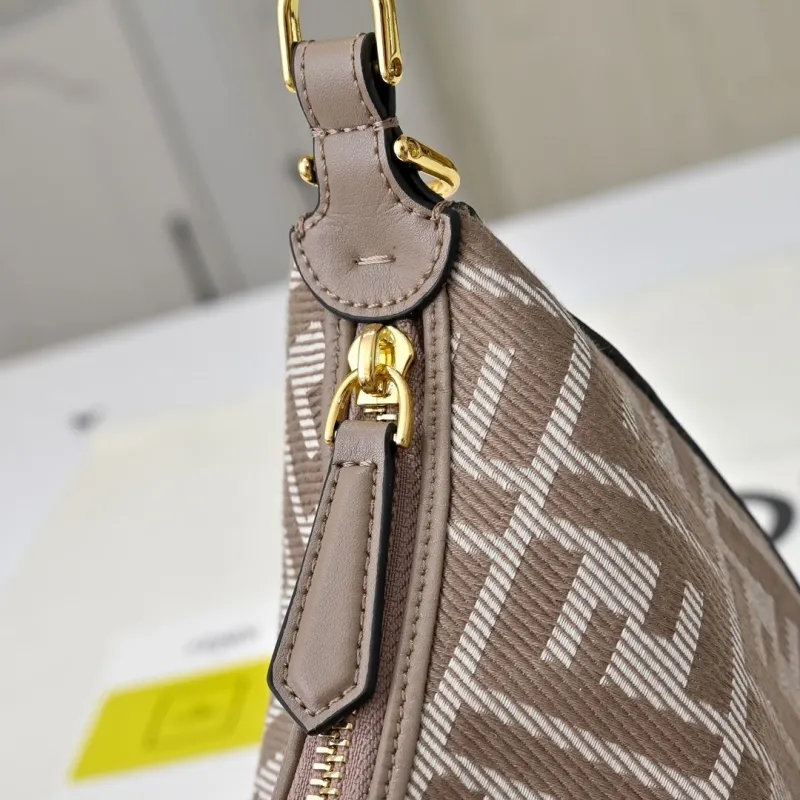 Fendi FF Monogram Taupe Hobo Shoulder Bag - Image 4