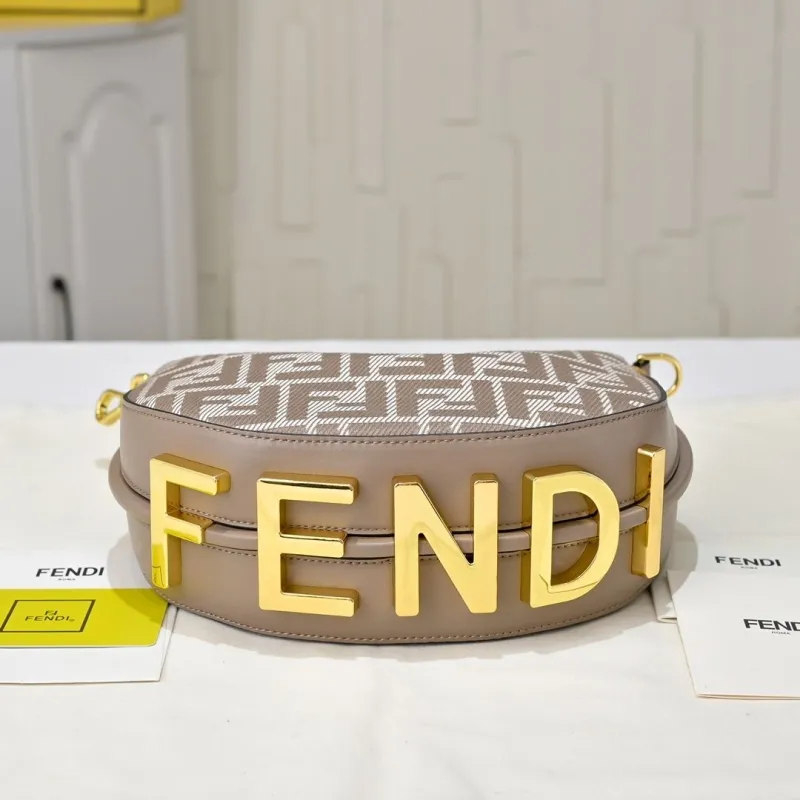 Fendi FF Monogram Taupe Hobo Shoulder Bag - Image 5