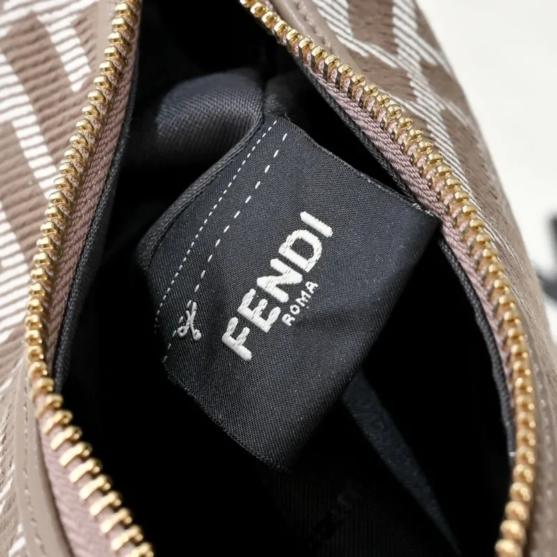 Fendi FF Monogram Taupe Hobo Shoulder Bag - Image 6