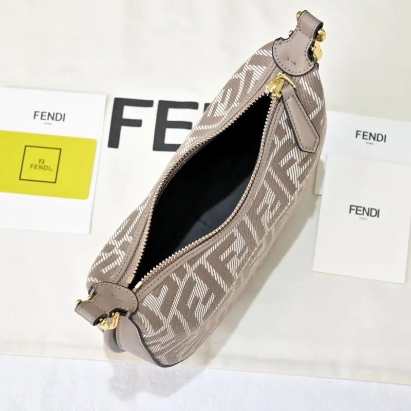 Fendi FF Monogram Taupe Hobo Shoulder Bag - Image 9