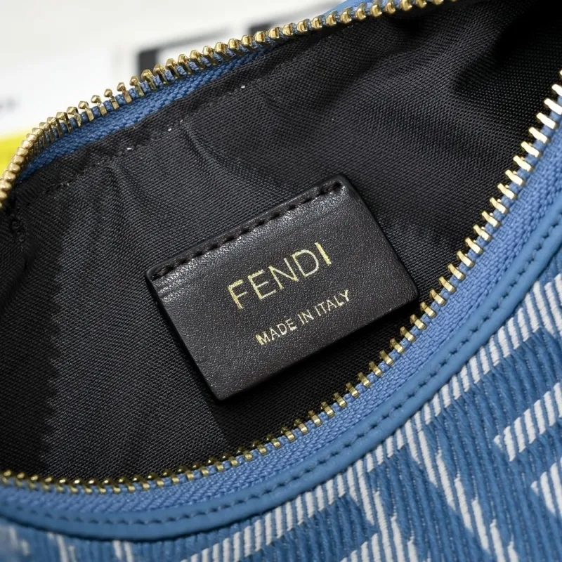 Fendi Blue FF Pattern Crescent Shoulder Bag - Image 7