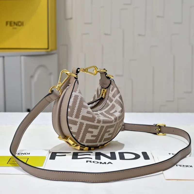 Alternative view of Fendi Taupe Mini FF Monogram Crossbody Satchel Bag