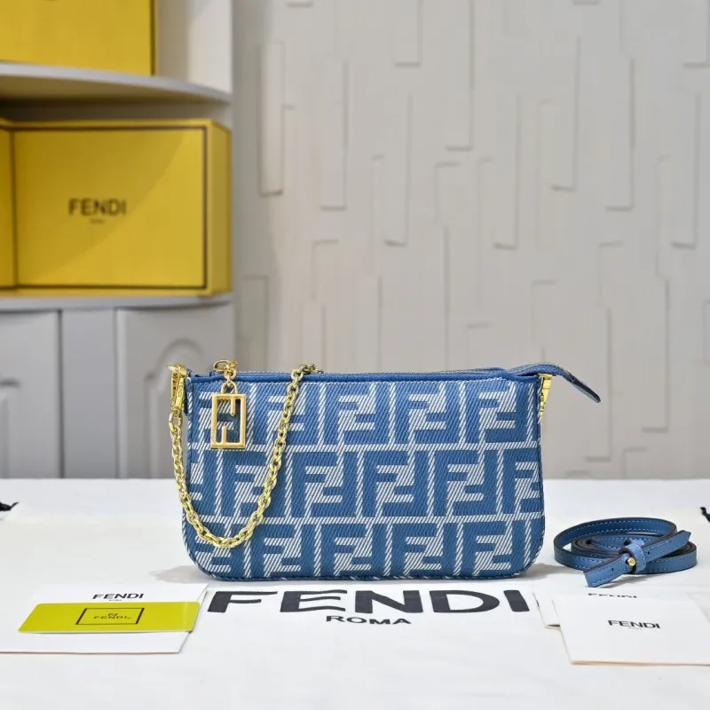 Fendi Blue FF Monogram Crossbody Bag