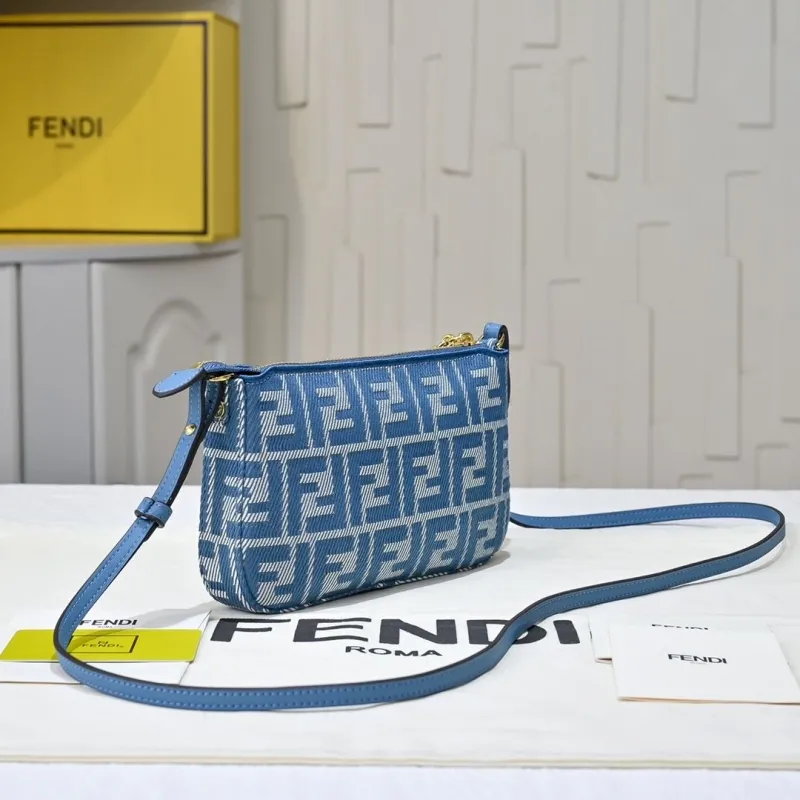 Fendi Blue FF Monogram Crossbody Bag - Image 3