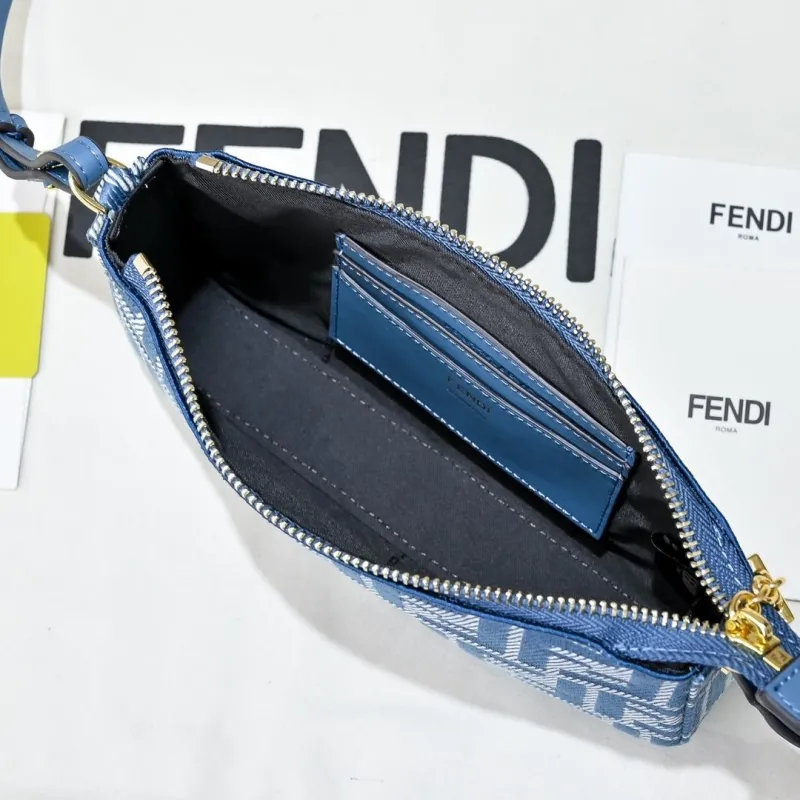 Fendi Blue FF Monogram Crossbody Bag - Image 9