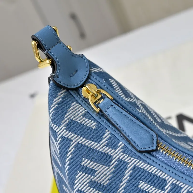 Fendi Blue FF Pattern Crescent Shoulder Bag - Image 4