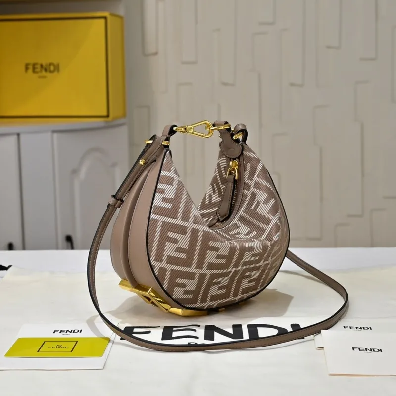 Alternative view of Fendi FF Monogram Taupe Hobo Crossbody Bag
