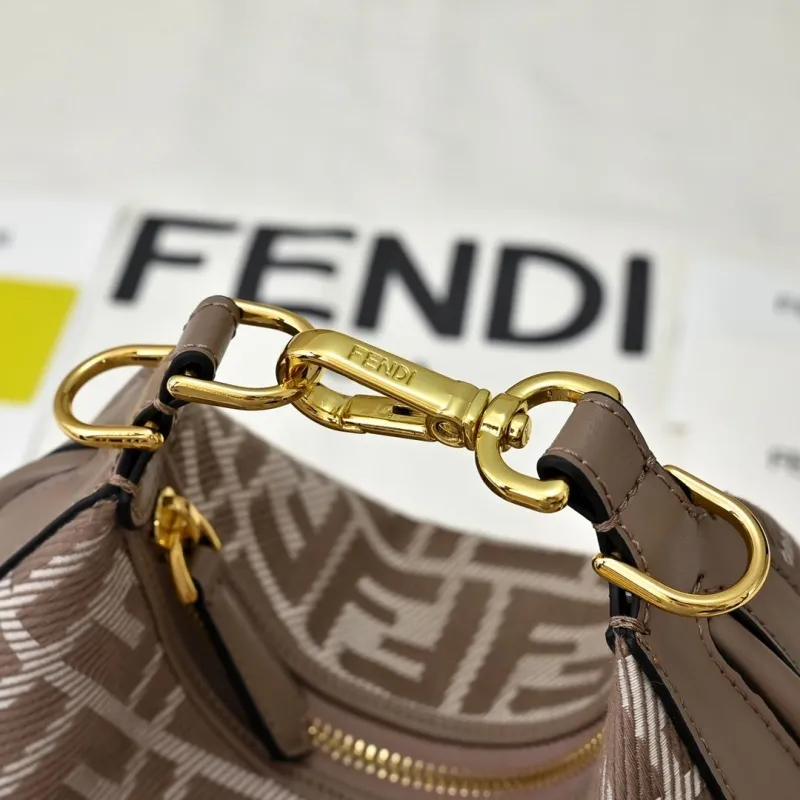 Fendi FF Monogram Taupe Hobo Crossbody Bag - Image 3