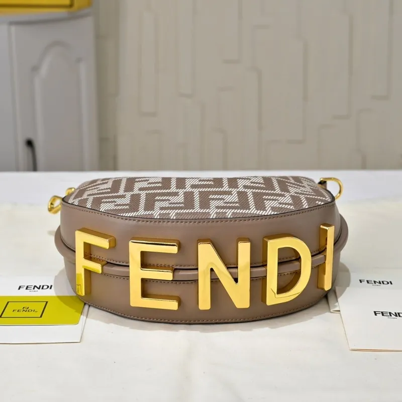 Fendi FF Monogram Taupe Hobo Crossbody Bag - Image 5