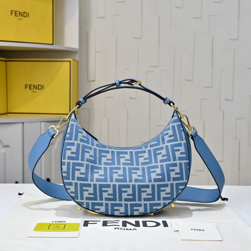 Fendi Blue FF Pattern Hobo Bag