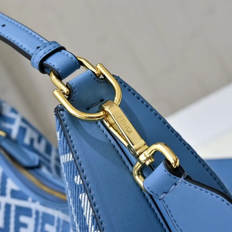 Fendi Blue FF Pattern Hobo Bag - Image 3