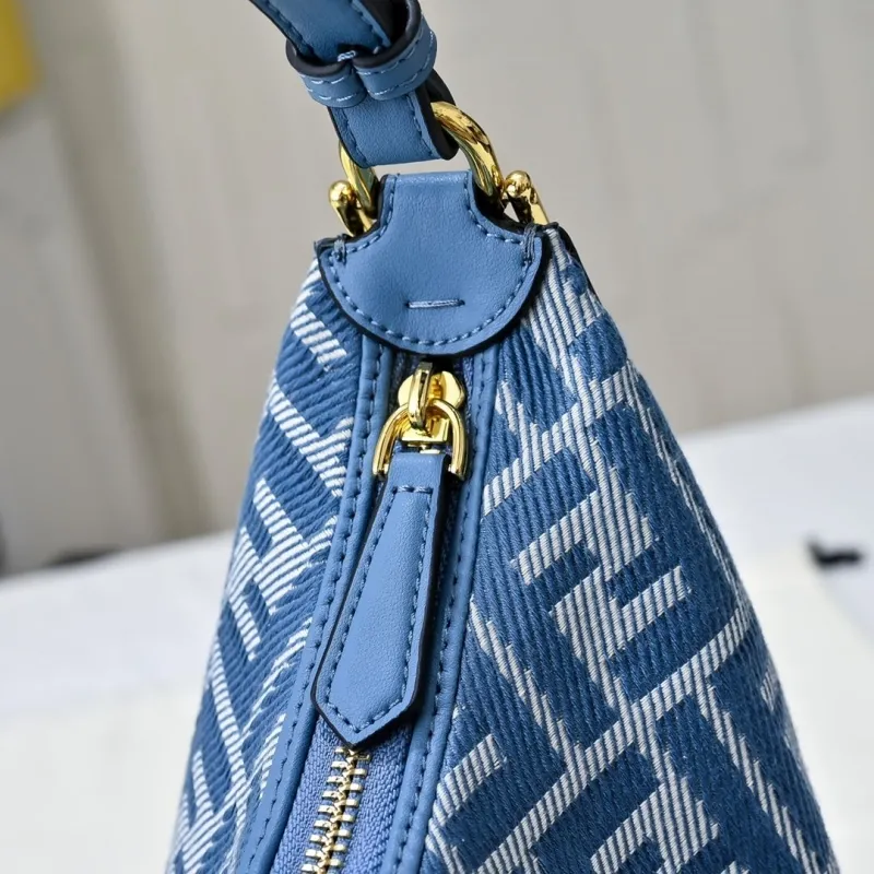 Fendi Blue FF Pattern Hobo Bag - Image 4