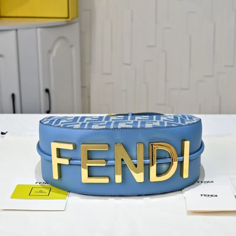 Fendi Blue FF Pattern Hobo Bag - Image 5