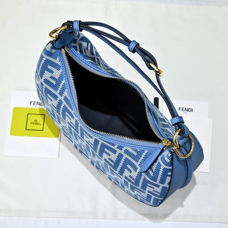 Fendi Blue FF Pattern Hobo Bag - Image 9