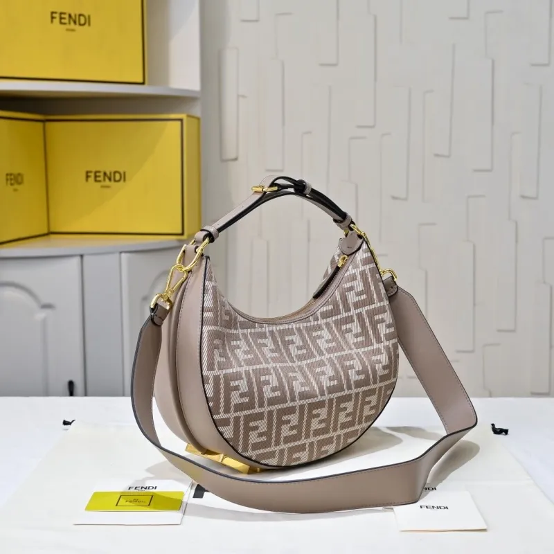 Alternative view of Fendi FF Monogram Taupe Hobo Shoulder Bag