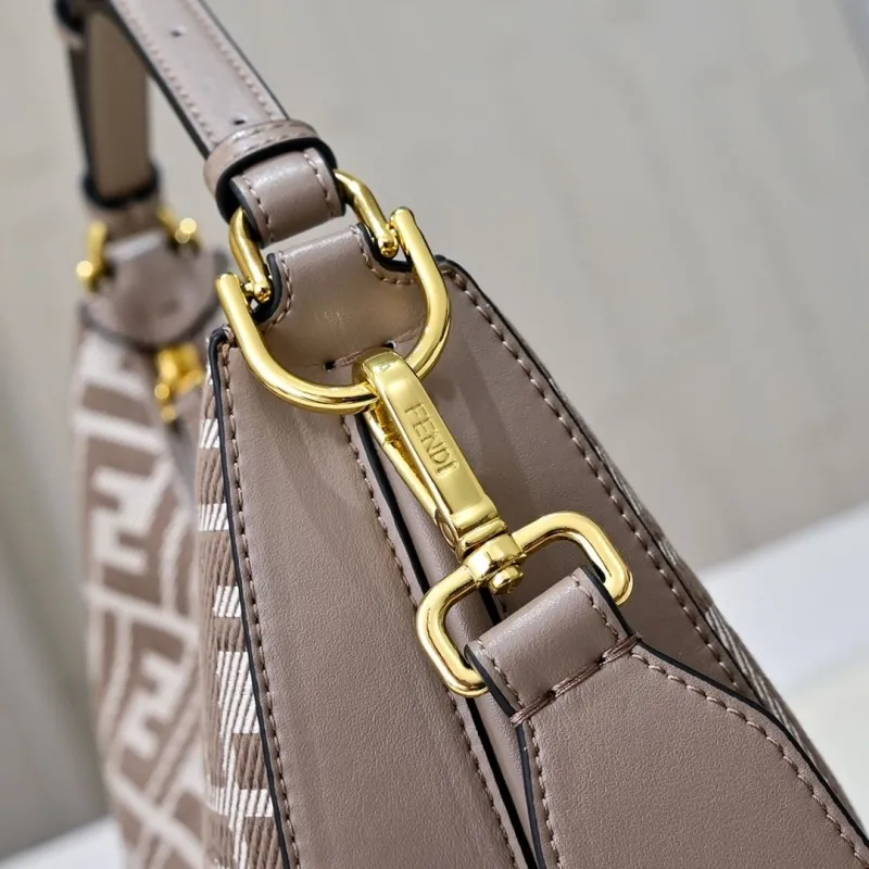 Fendi FF Monogram Taupe Hobo Shoulder Bag - Image 3