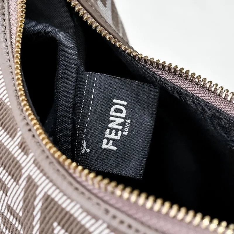 Fendi FF Monogram Taupe Hobo Shoulder Bag - Image 7