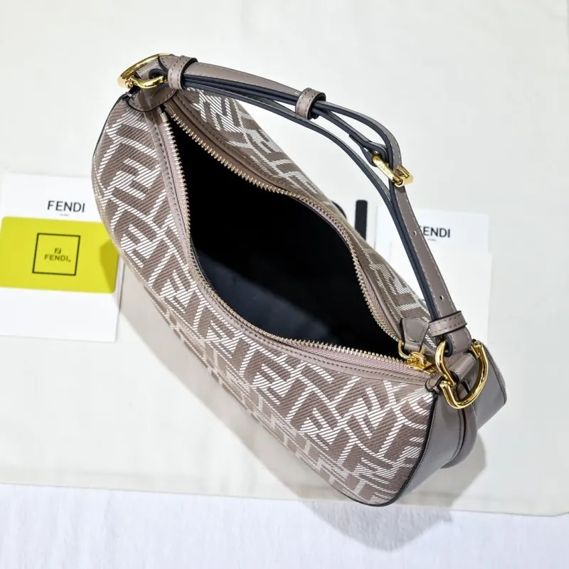 Fendi FF Monogram Taupe Hobo Shoulder Bag - Image 9