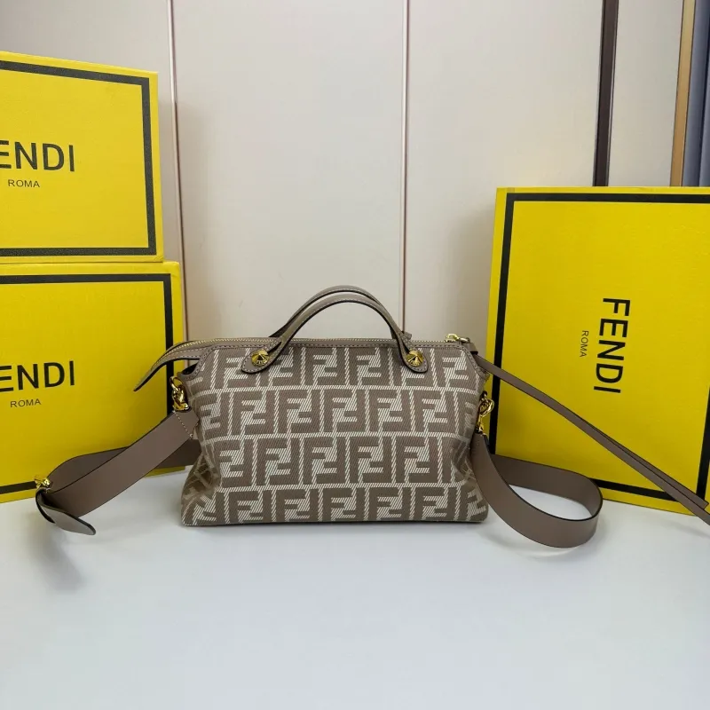 Fendi Taupe FF Monogram Satchel Bag 8861 - Image 3