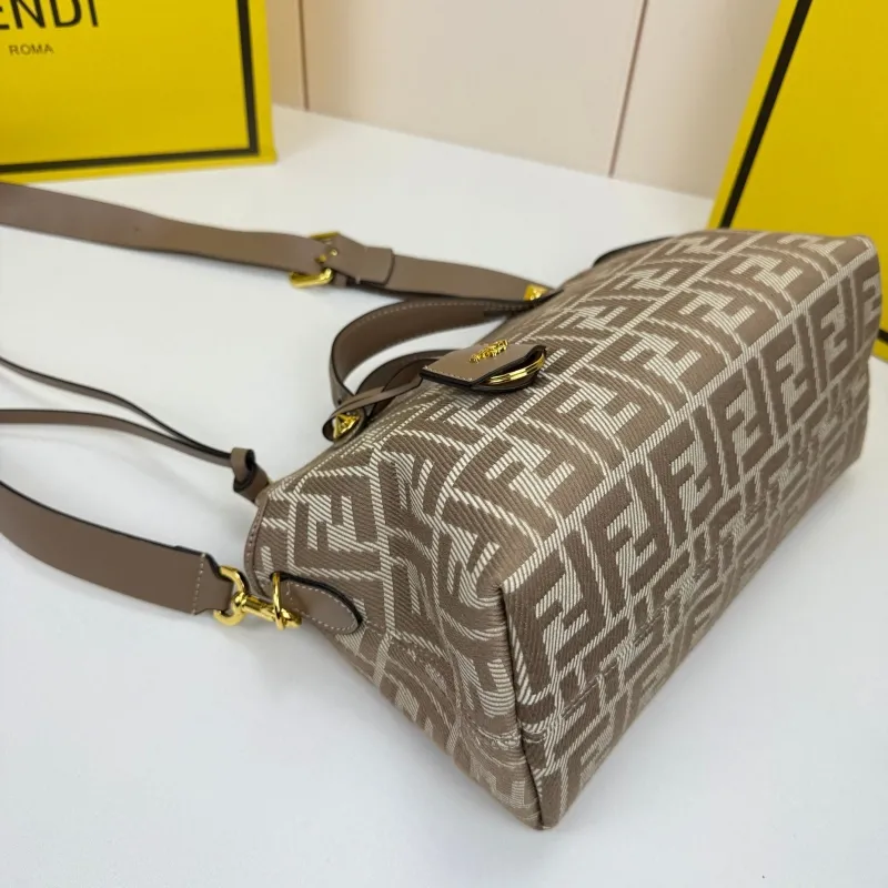 Fendi Taupe FF Monogram Satchel Bag 8861 - Image 4