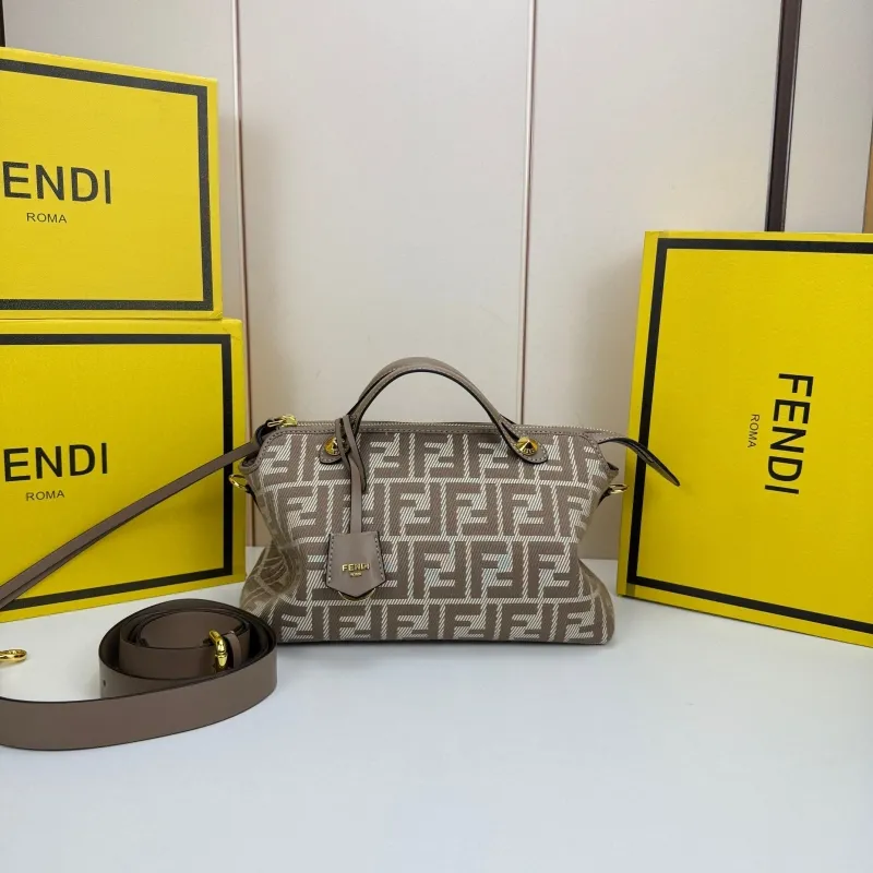 Fendi Taupe FF Monogram Satchel Bag 8861 - Image 5