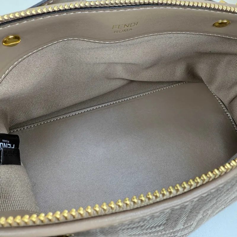 Fendi Taupe FF Monogram Satchel Bag 8861 - Image 7