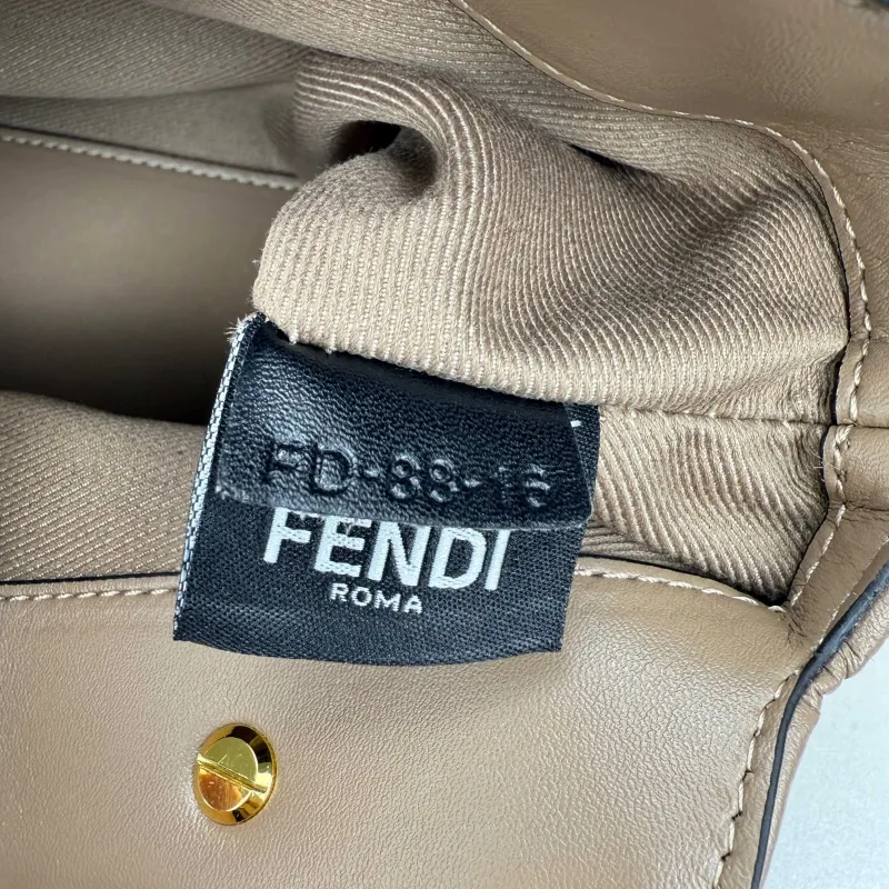 Fendi Taupe FF Monogram Satchel Bag 8861 - Image 9