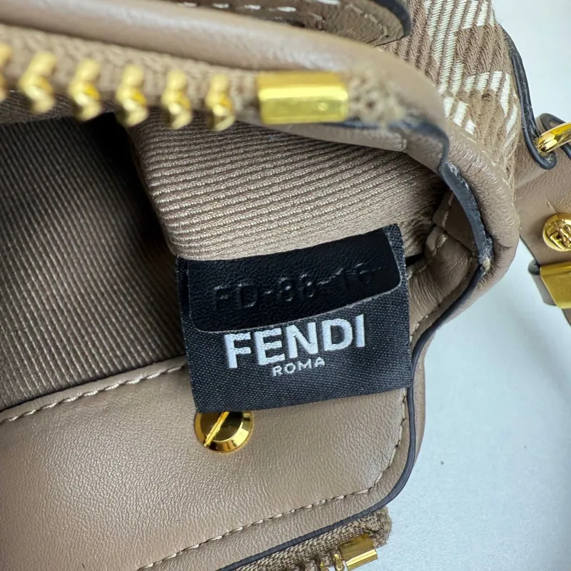 Fendi 8861 Brown FF Pattern Satchel Crossbody Bag - Image 9
